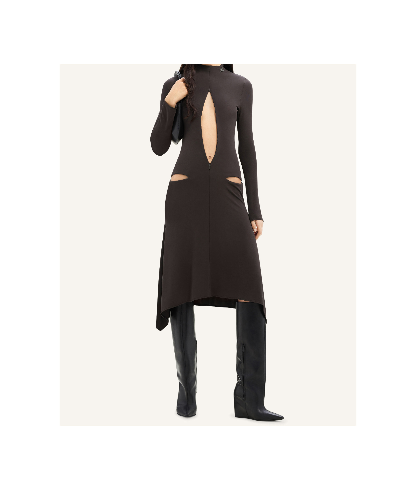 Courrèges Volcano Jersey Midi Dress In Black