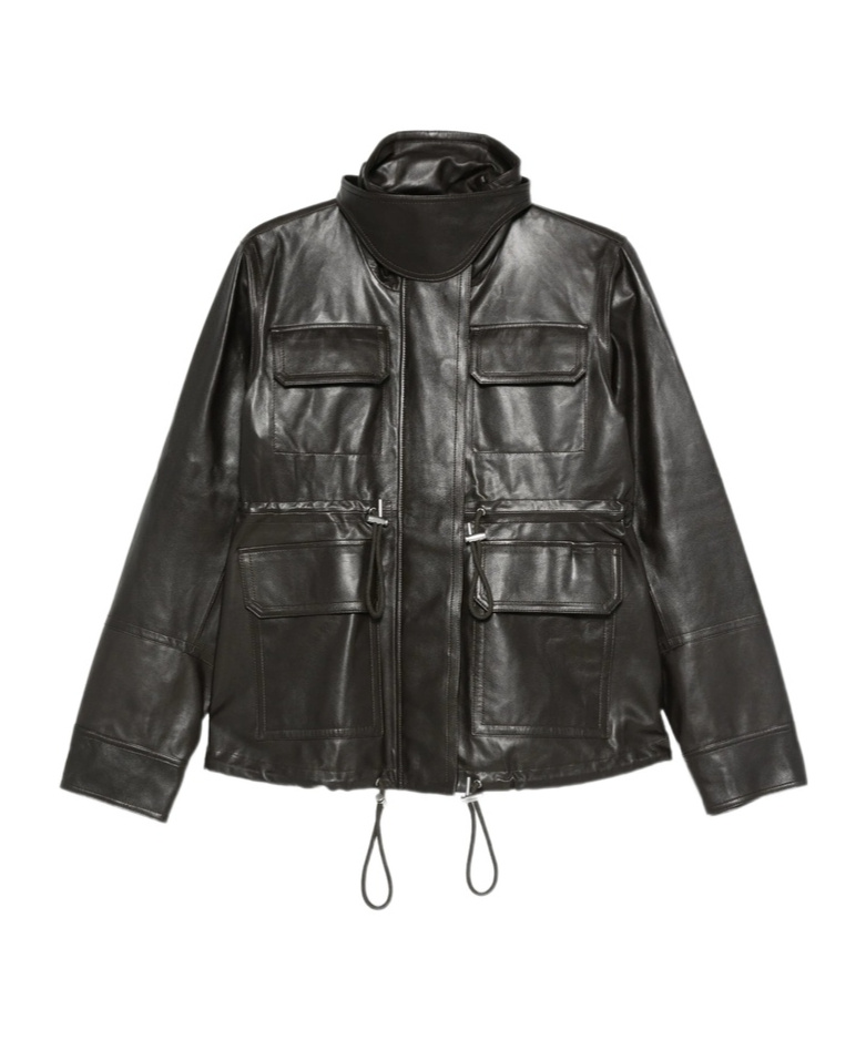 Co Cropped Leather Jacket In Black