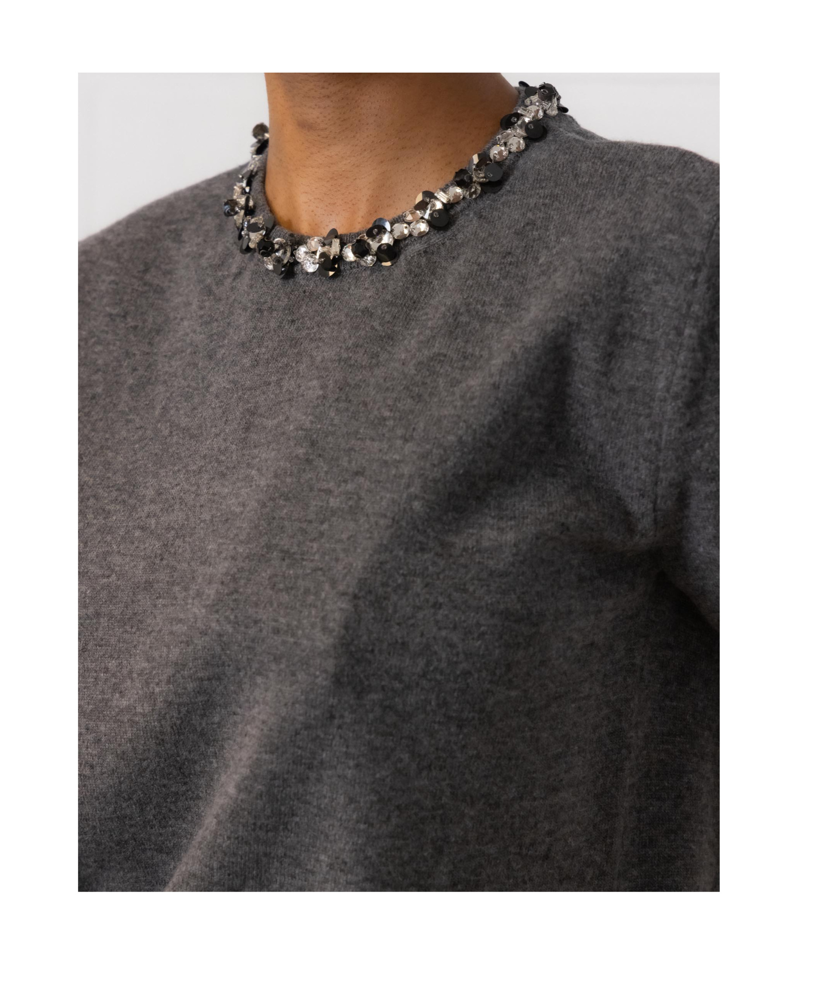 Valentino Wool Knit Sweater With Embroidered Neckline In Black