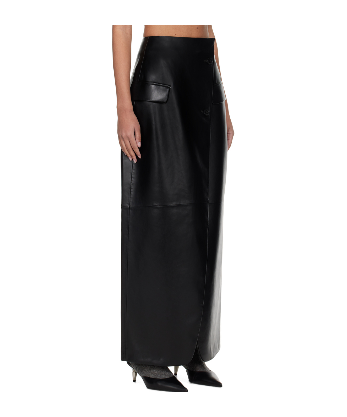 The Frankie Shop Nan Wrap Maxi Skirt In Black