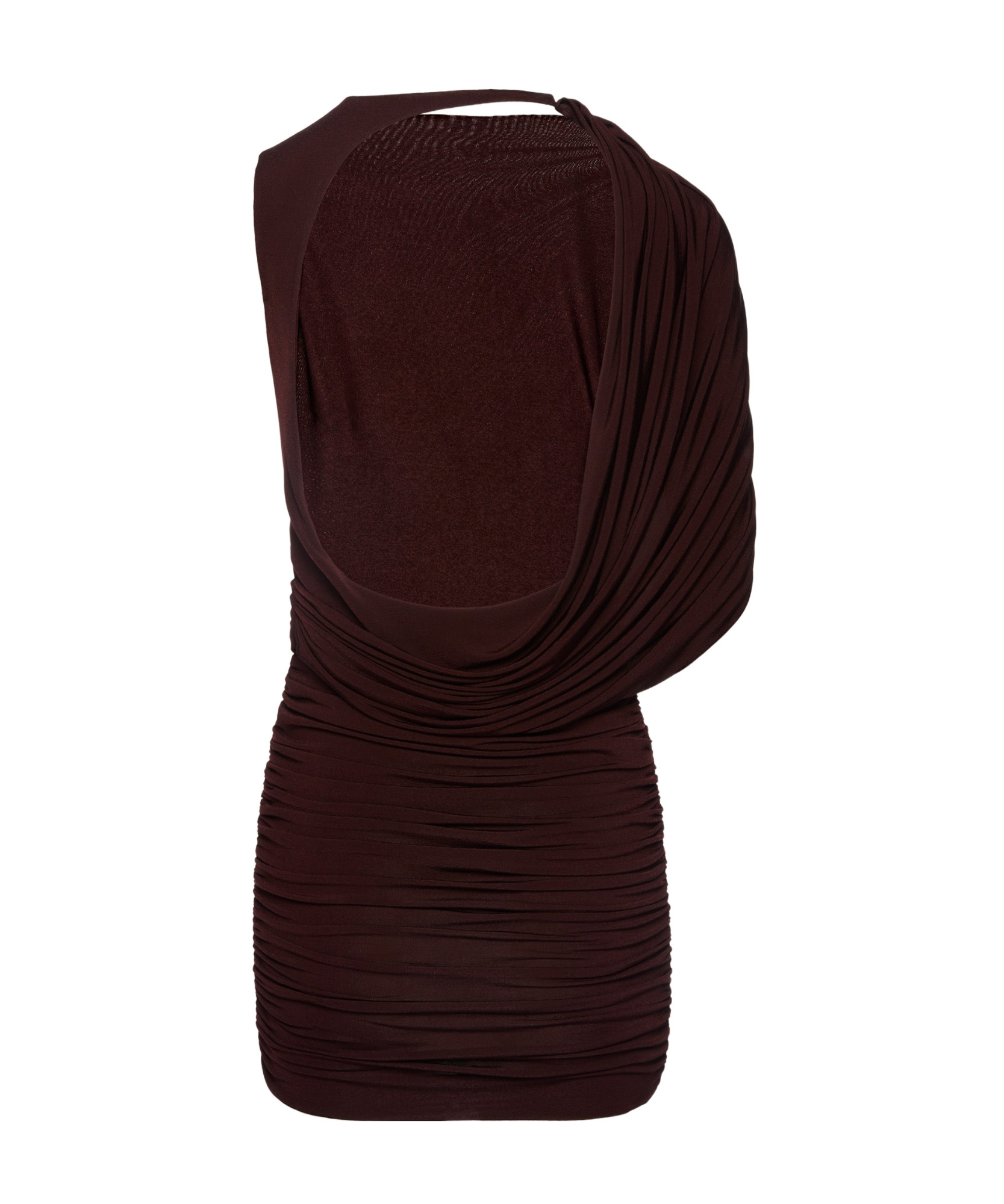 Magda Butrym Asymmetrical Draped Mini Dress Bordeaux In Brown