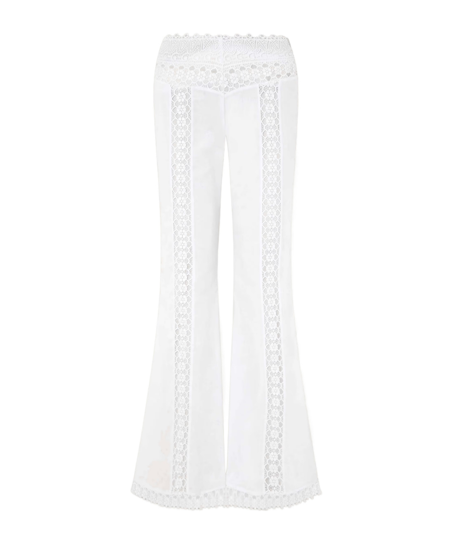Charo Ruiz Vianora Lace-trimmed Flared Trousers In White