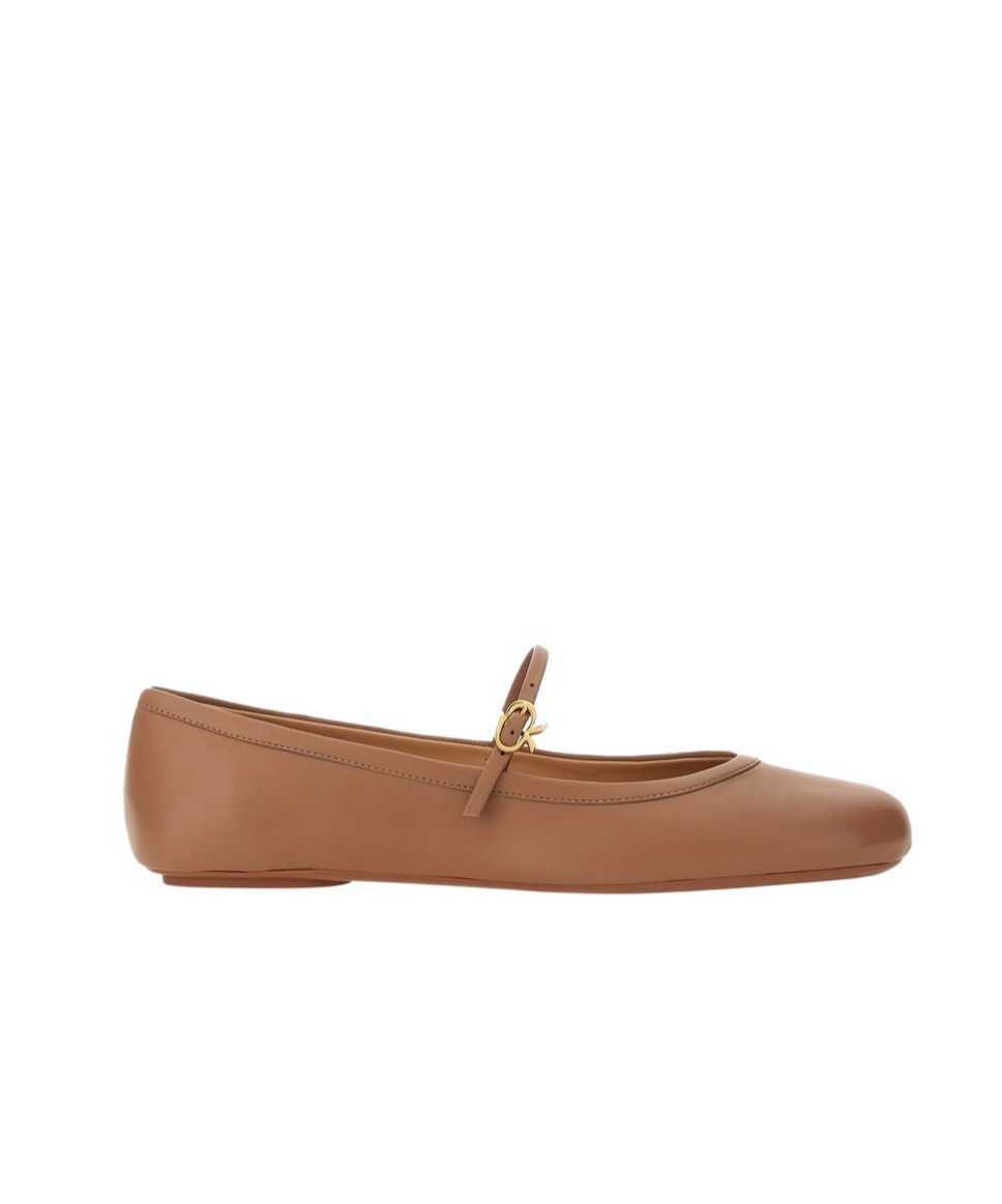 Gianvito Rossi Carla Nappa Leather Ballet Flats In Brown