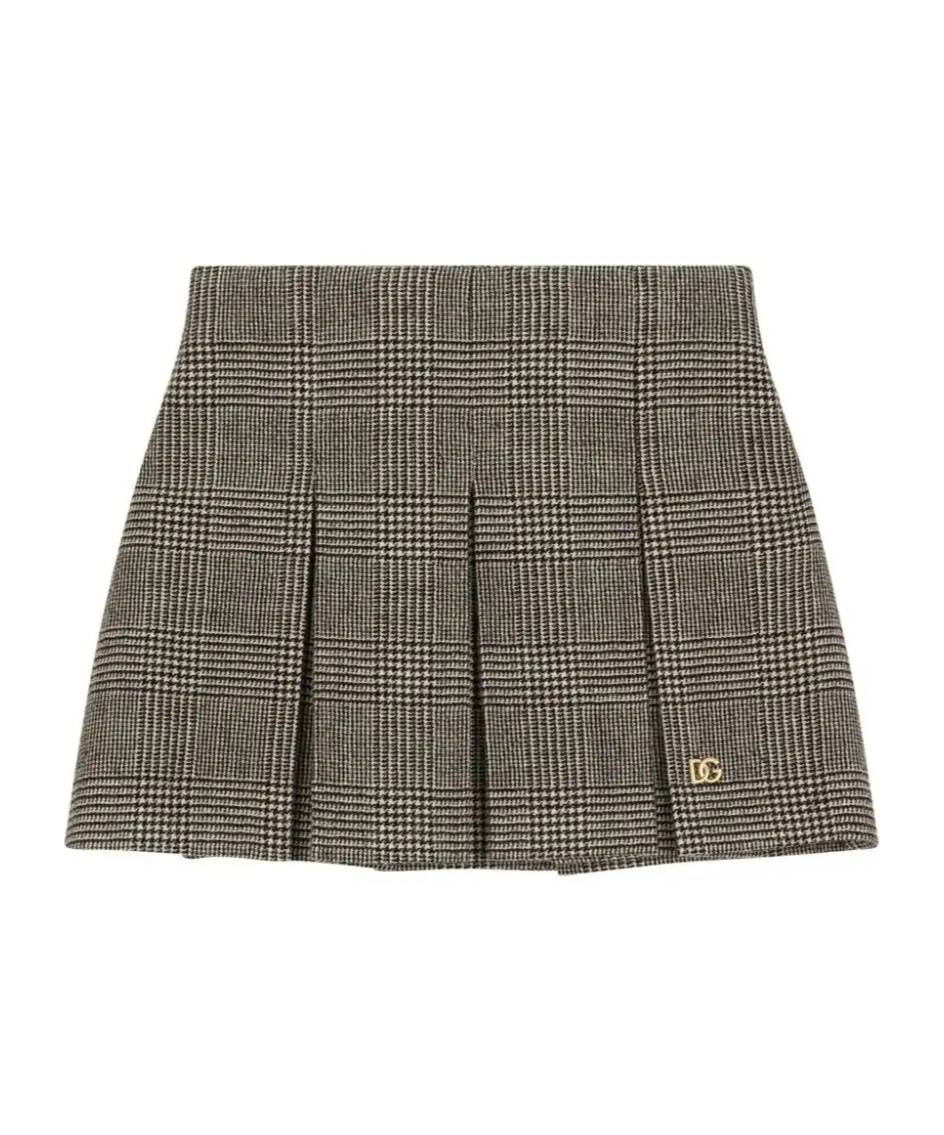 Dolce & Gabbana Prince-of-wales Pattern Skirt In Gray