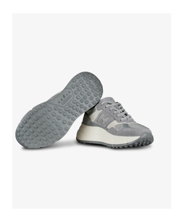 Shop Hogan Hi-fi Side Logo Patch Sneakers In Gray
