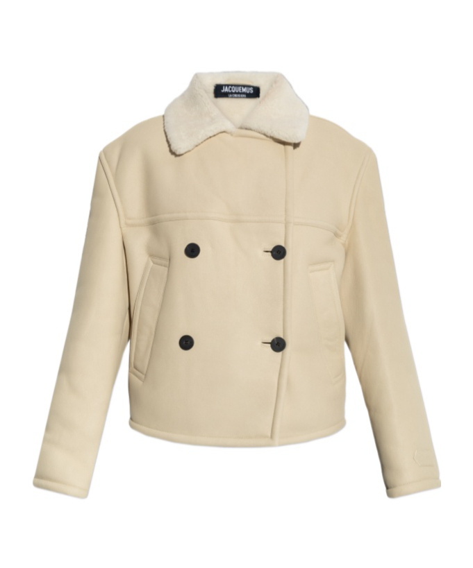 Jacquemus The Mojave Double-breasted Shearling Coat In Beige