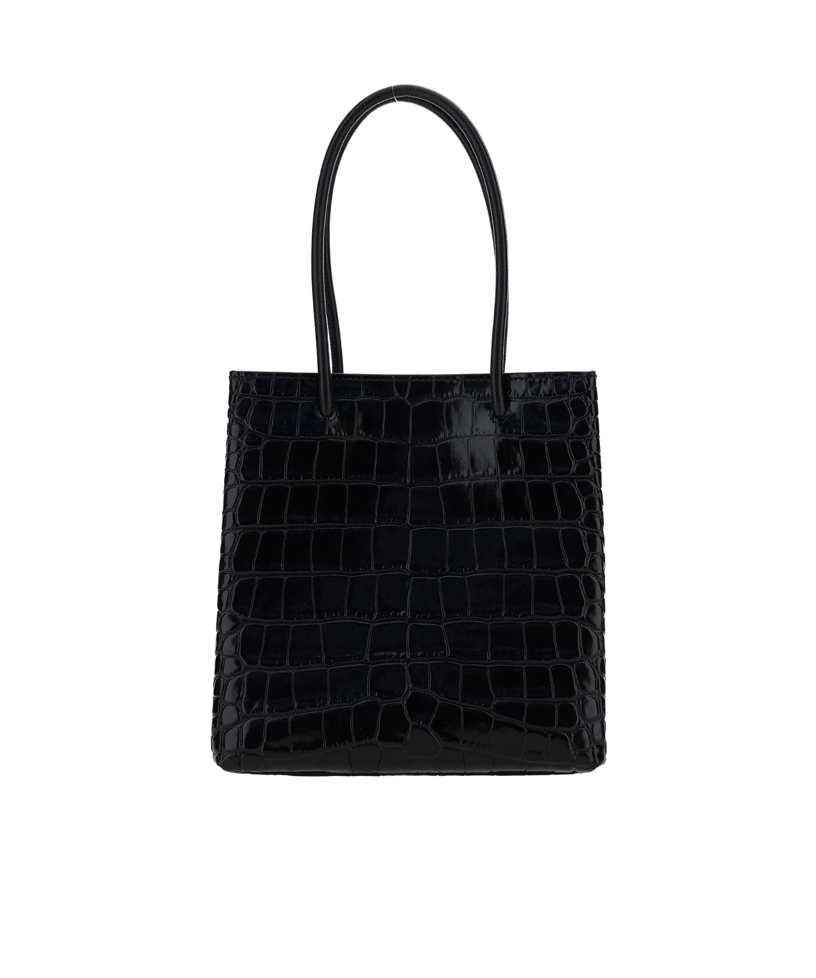 Balenciaga Xxs Shopping Embossed Emblem Handbag In Black