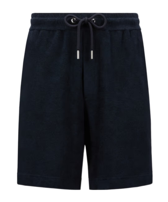 Moncler Dark Blue Terry Fabric Bermuda Shorts In Blue