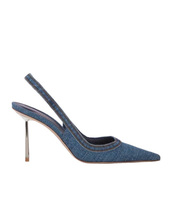 Le Silla Bella Slingback Pumps With Metallic Stiletto Heel In Blue