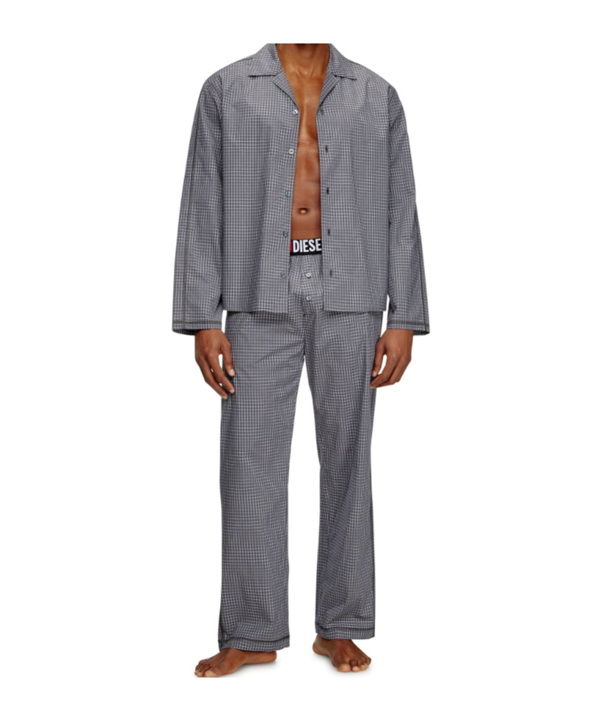 Diesel Paul Checked Pyjama Set In Gray