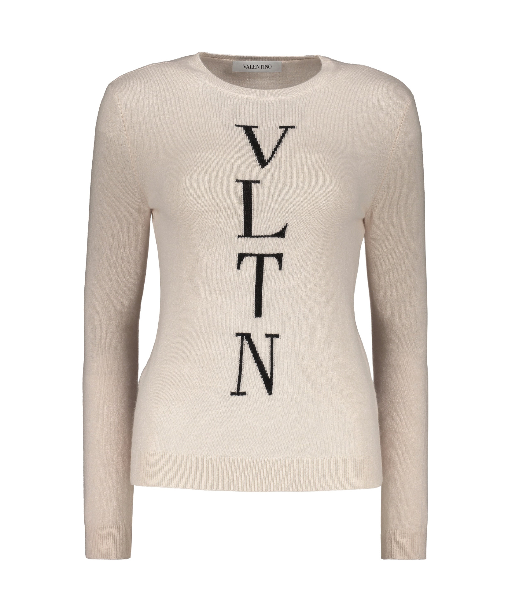 Valentino Long Sleeve Crew-neck Sweater In Neutral