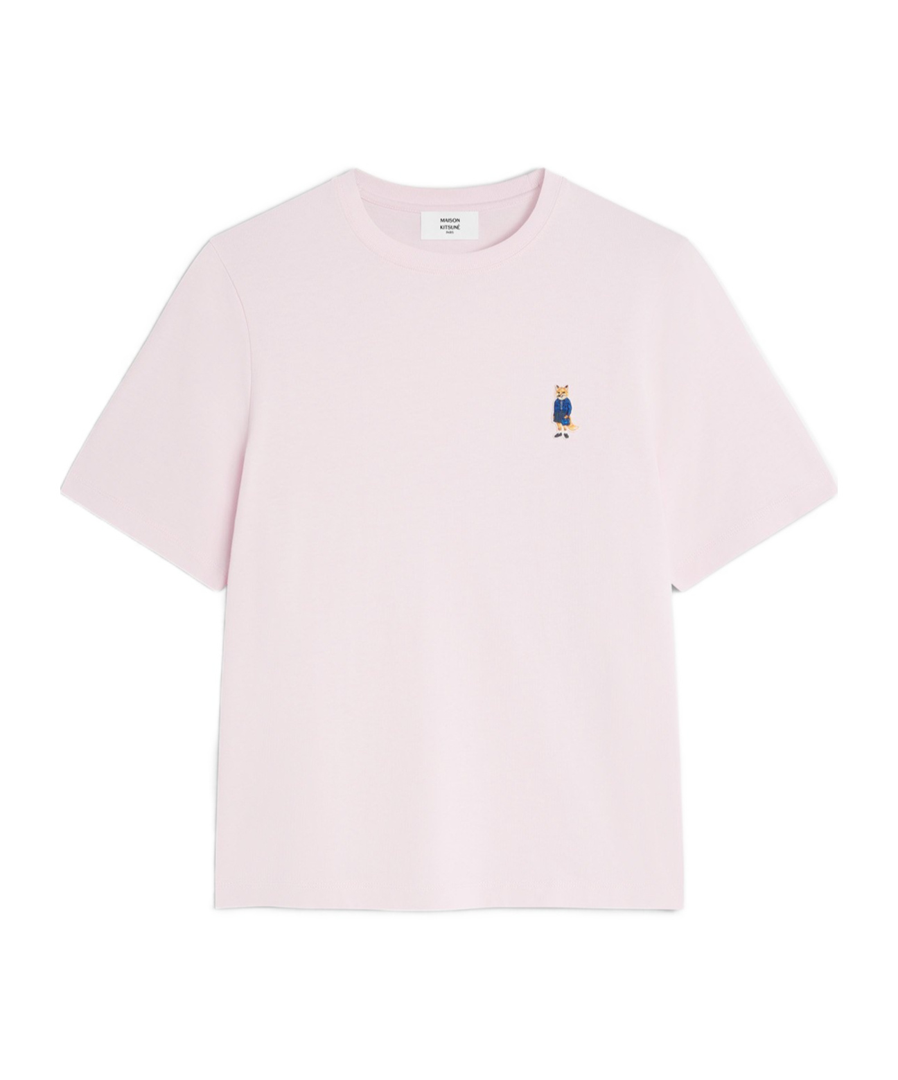 Maison Kitsuné Fox Motif Cotton T-shirt Embroidered Detail In Black