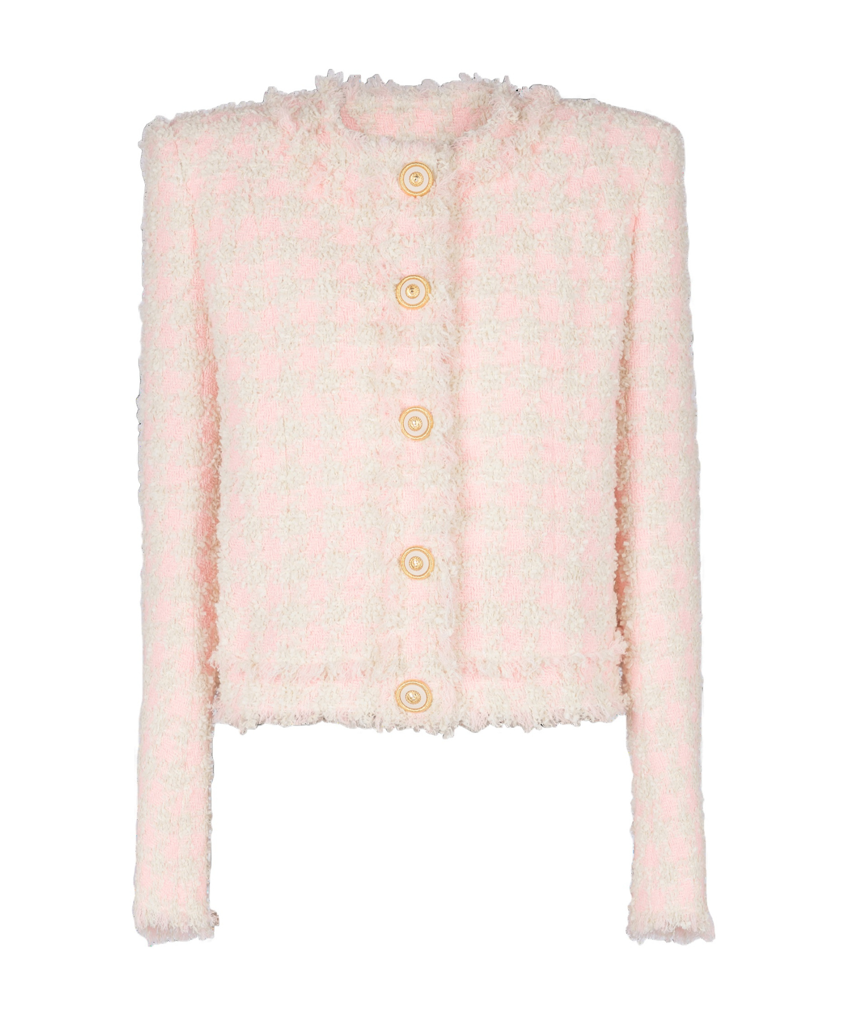 Balmain Five-button Tweed Jacket In Nude