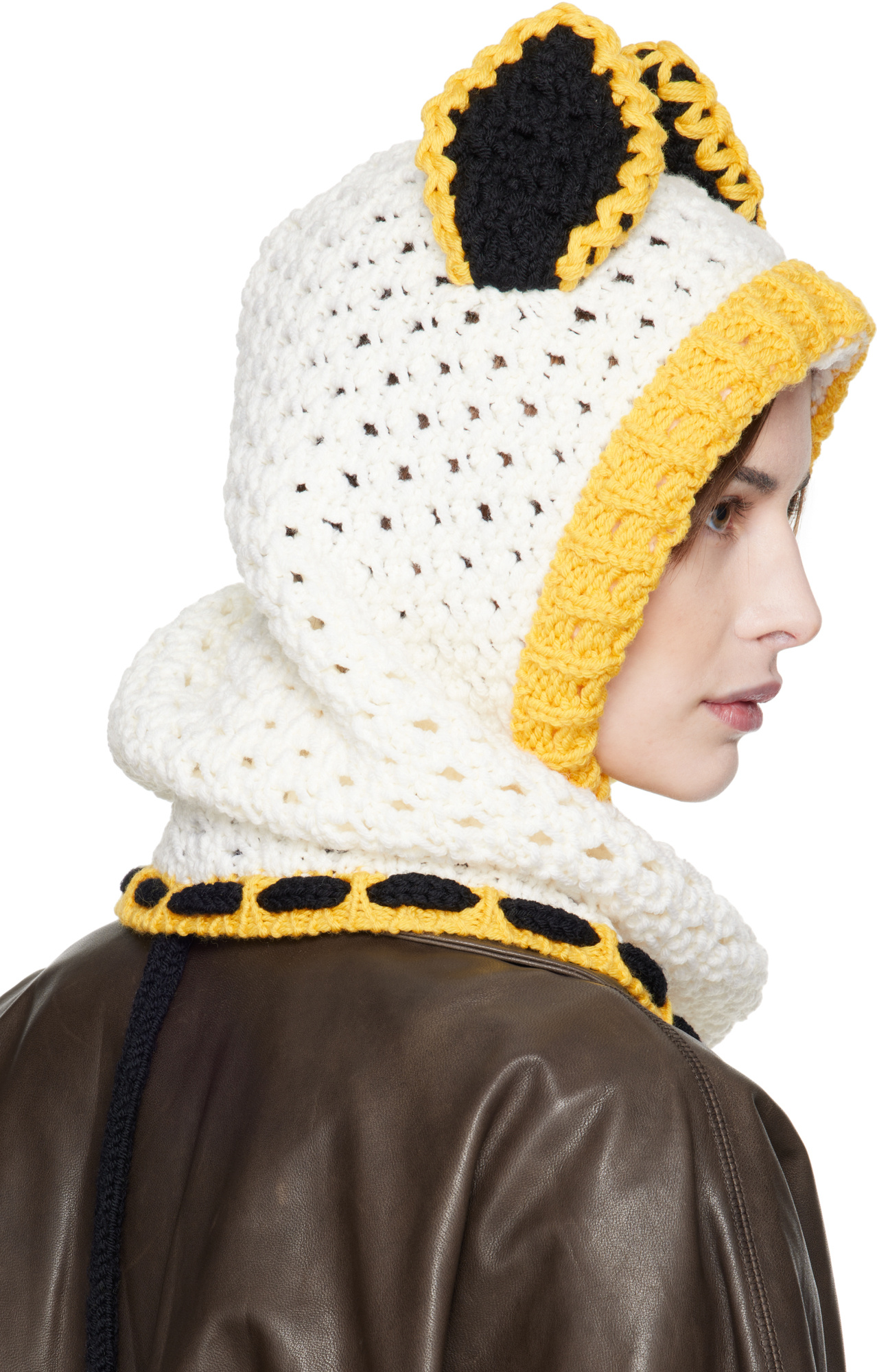 Marni White Wool Balaclava With Ears In White