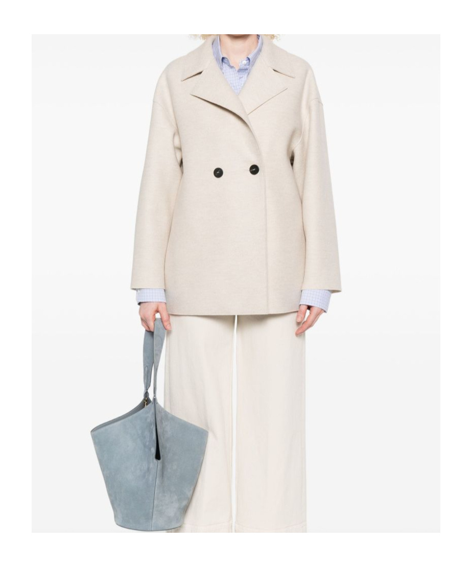Harris Wharf London Short Double-breasted Coat In Light Beige In Neutral