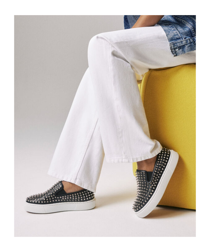 Christian Louboutin Spikeboat Nappa Leather Slip-on Sneakers In White