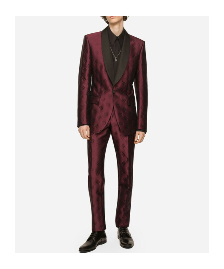Dolce & Gabbana Monogram-jacquard Tuxedo Suit In Black