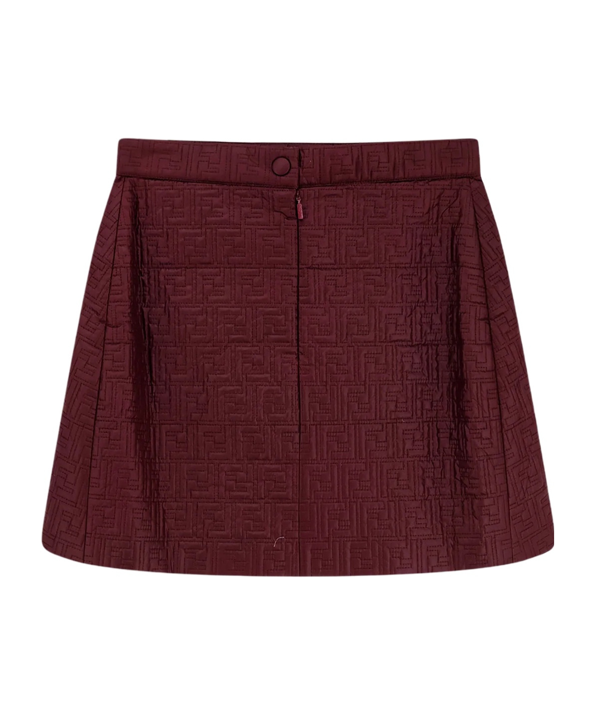 Fendi Ff Quilted Front-slit Mini Skirt In Brown