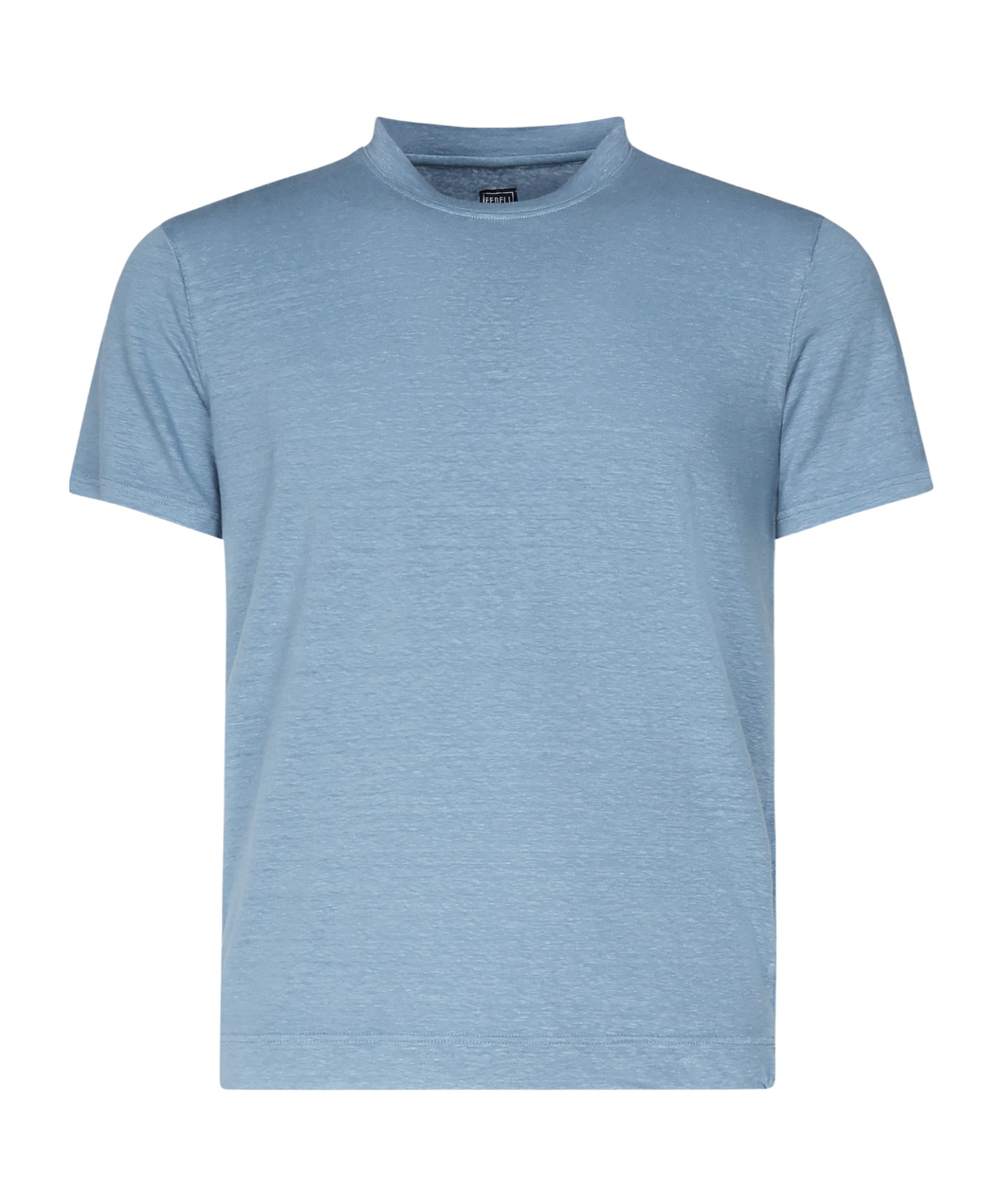 Fedeli Melange Linen Short-sleeved T-shirt In Blue