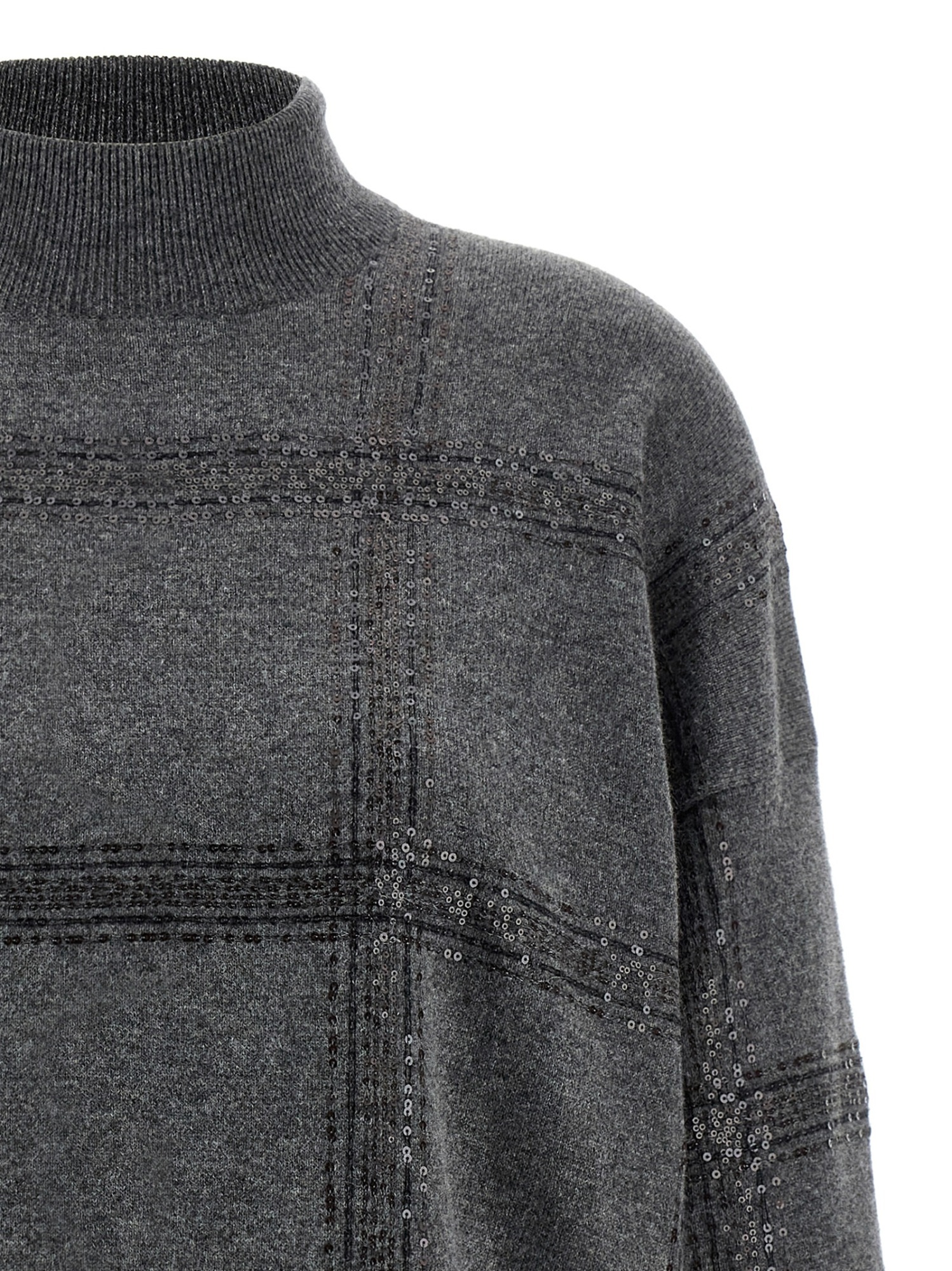 Brunello Cucinelli Turtle-neck Sweater Sweaters And Cardigans Gray In Black