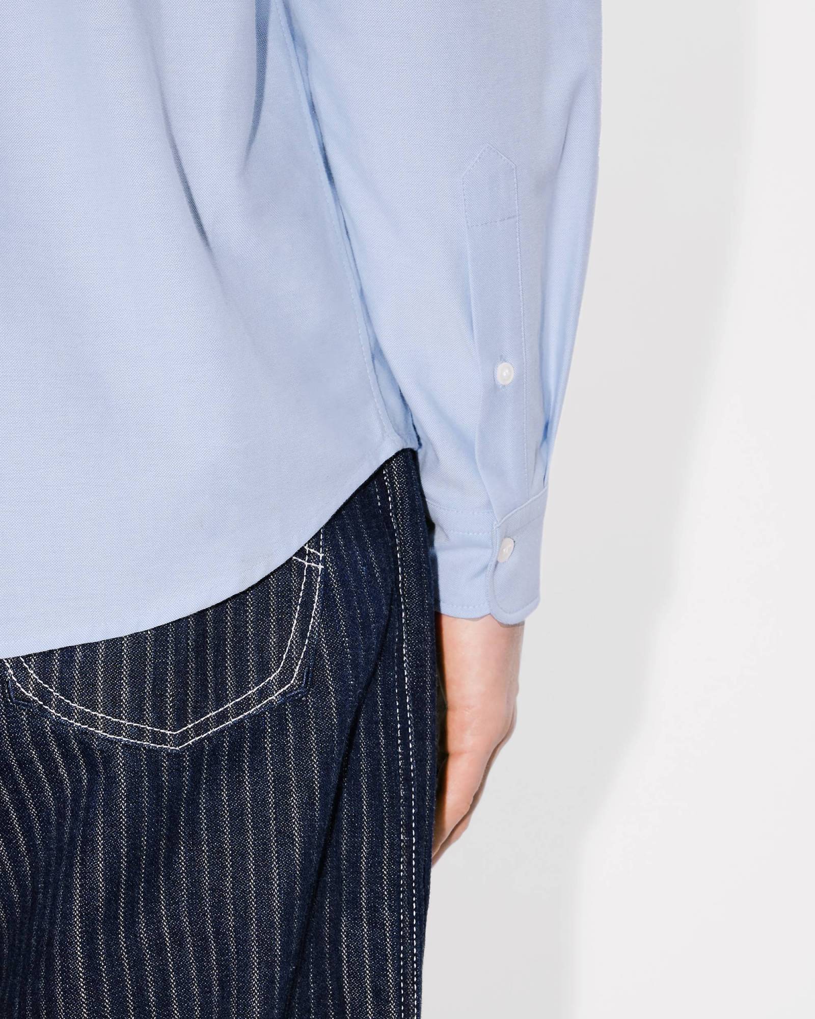 Kenzo Collared Shirt With Long Sleeves And Buttoned Cuffs In Blue
