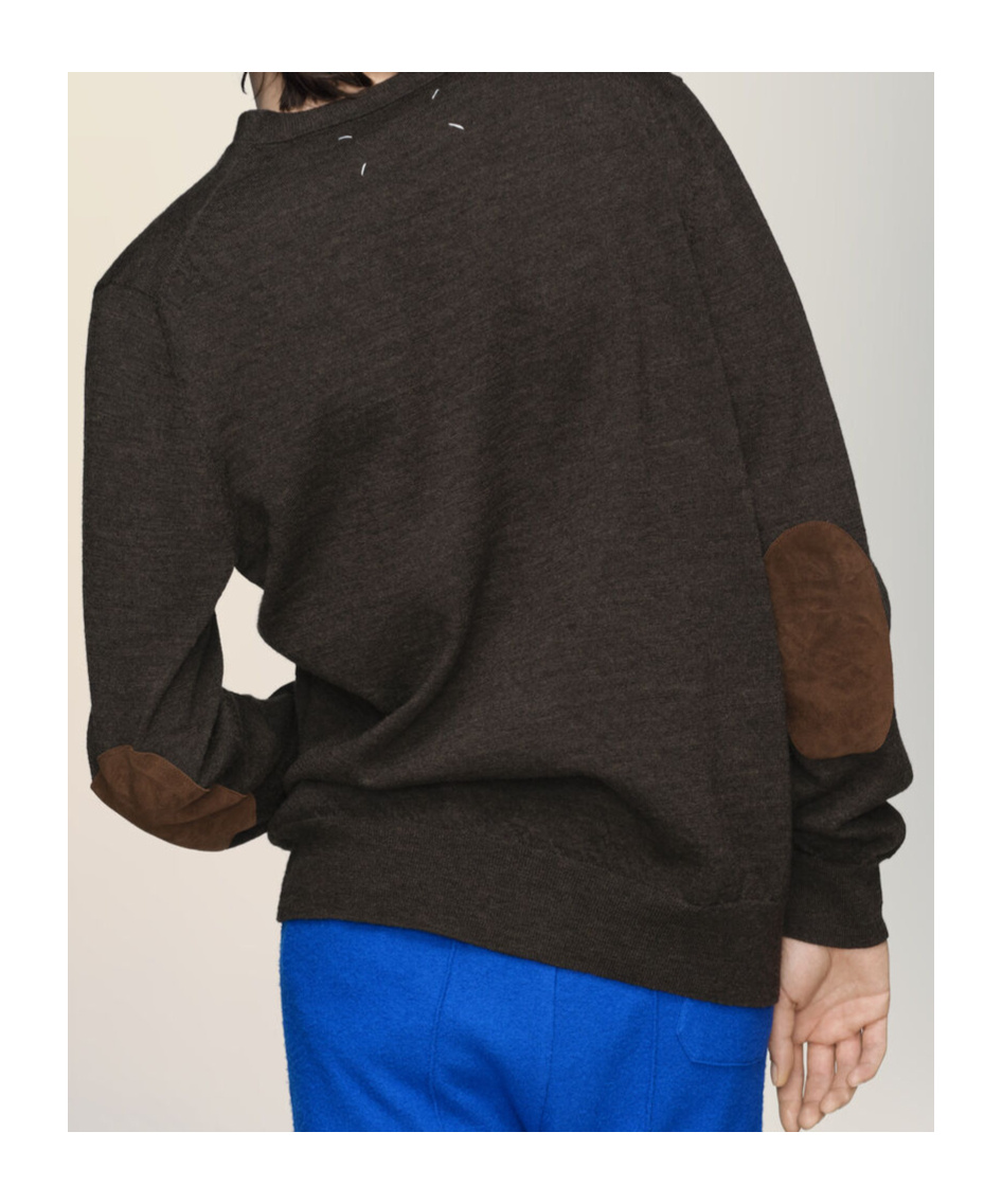Maison Margiela Suede Patch Cardigan Sweaters And Cardigans Brown In Brown