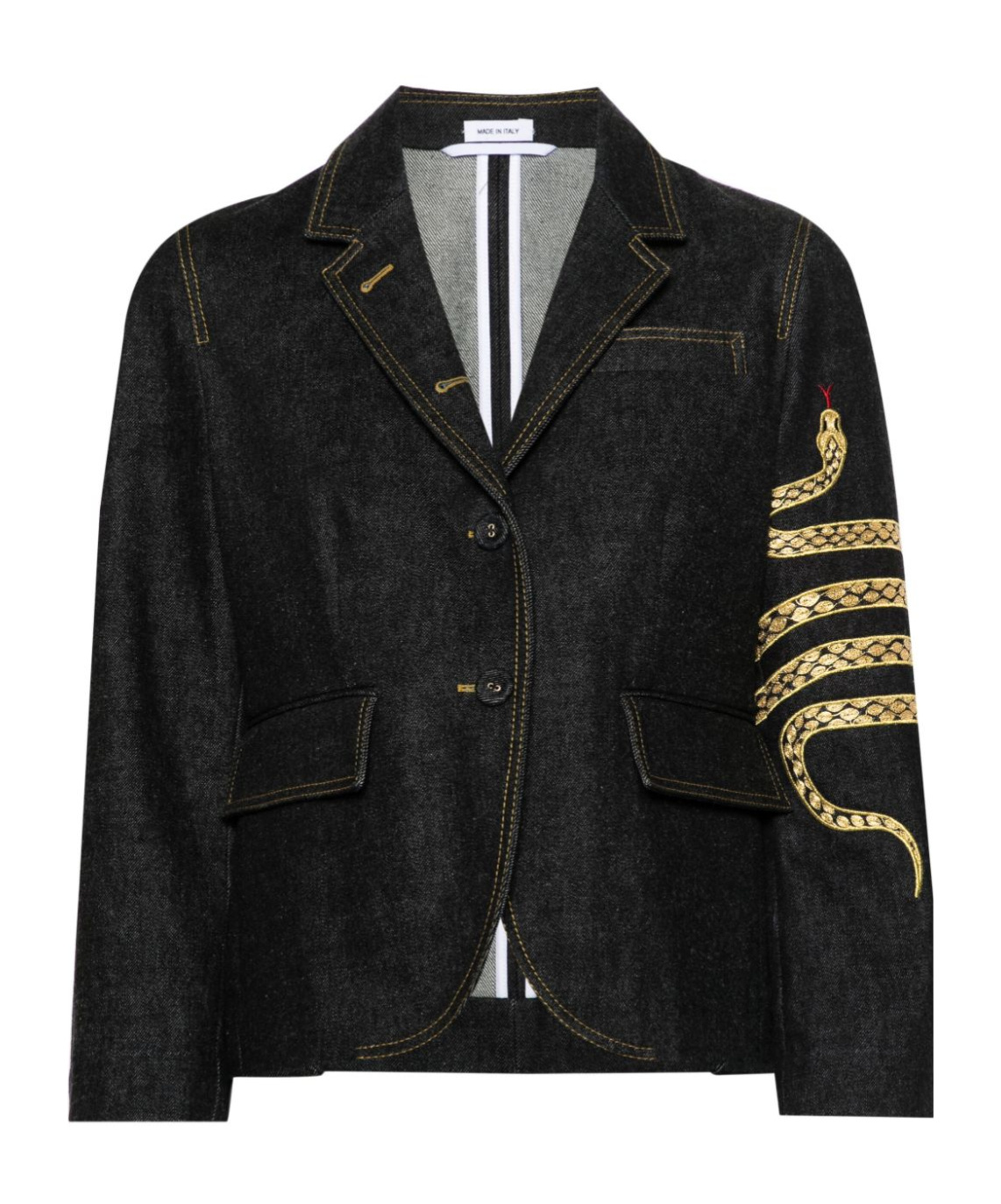 Thom Browne Jeansblazer Mit Schlangenmotiv In Black