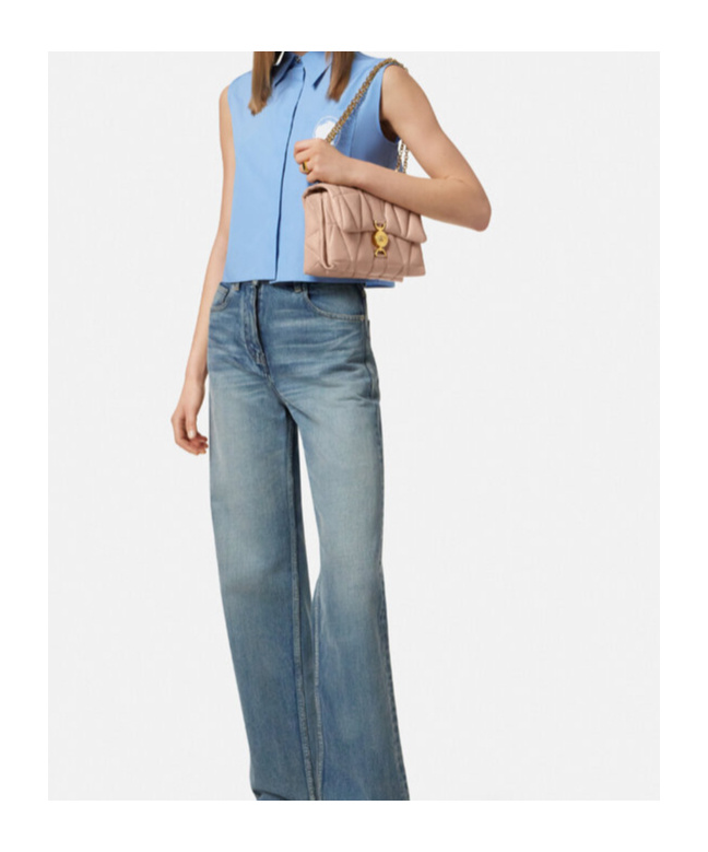 Versace Leather Shoulder Bag In Nude