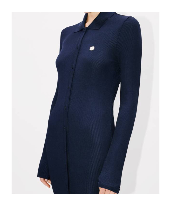 Kenzo Navy  Paris Long Rib Cardigan Maxi Dress In Black
