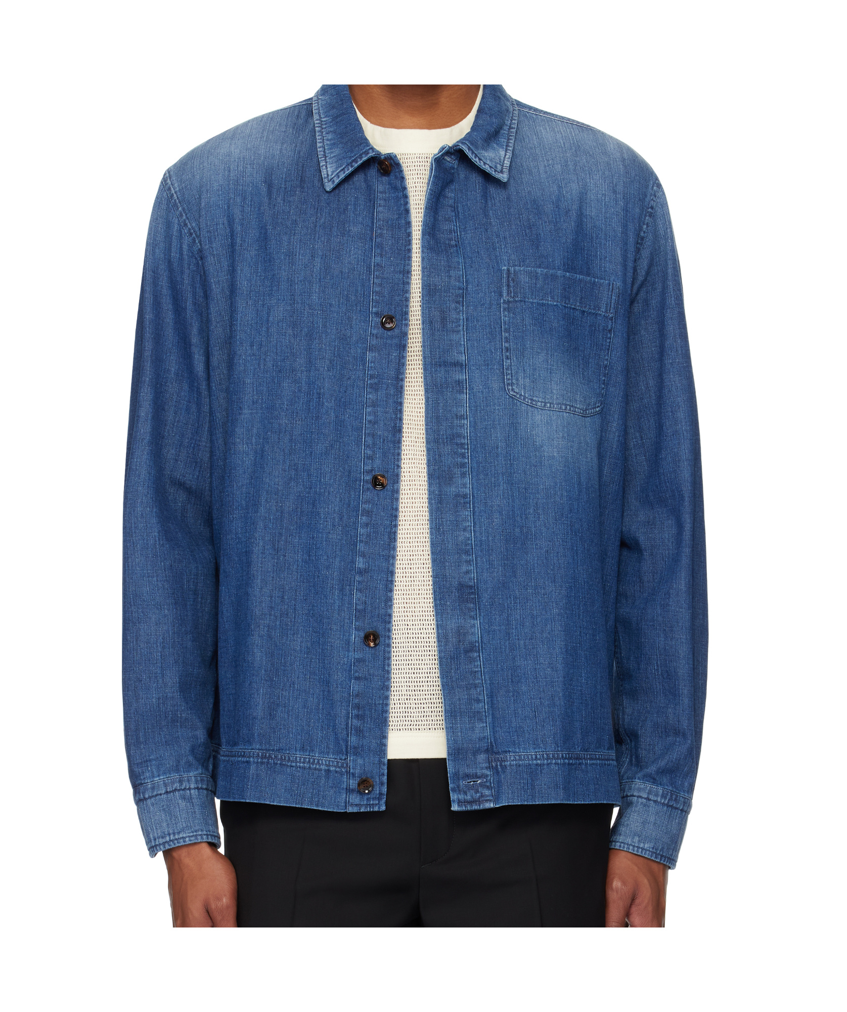 Brioni Denim Shirt In Blue