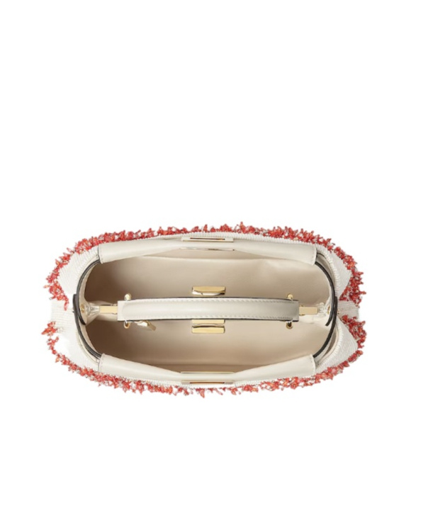 Fendi Sea Garden Coral Red And Camellia Embroidered Bag