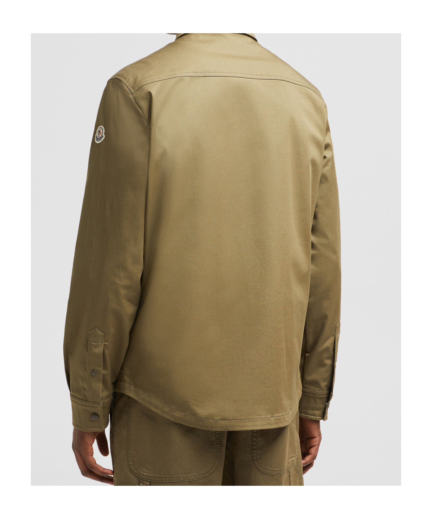 Moncler Beige Cotton Gabardine Overshirt In Brown