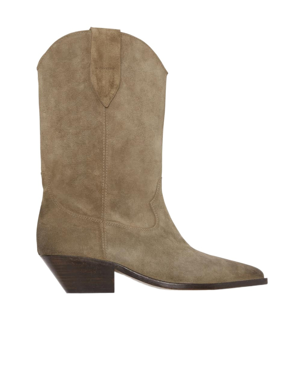 Isabel Marant Duerto Embroidered Suede Cowboy Boots In Brown