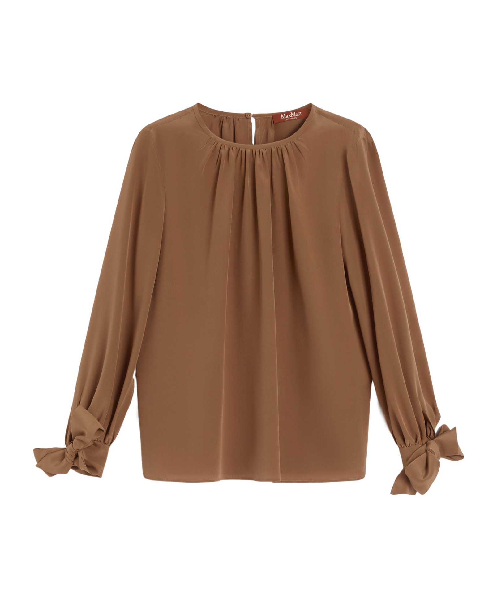 Max Mara Silk Crepe De Chine Blouse In Brown