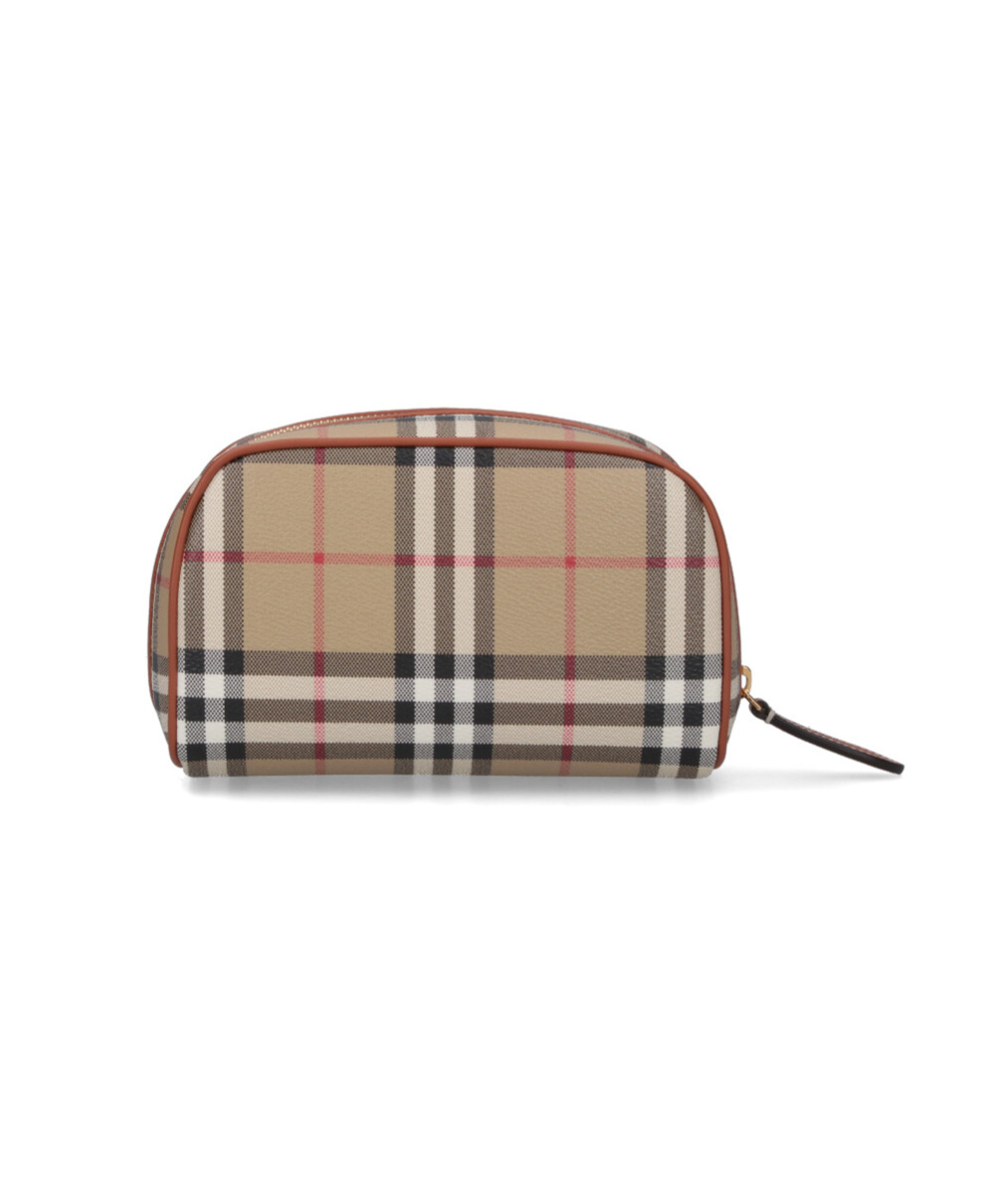 Burberry Small Check Travel Pouch In Brown