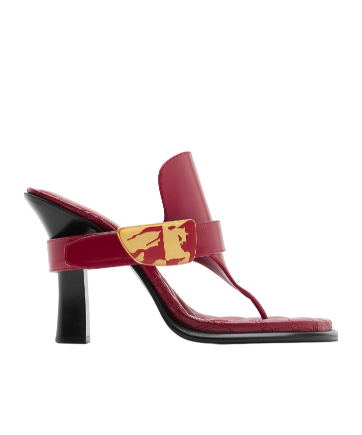 Burberry Leather Bay Sandals In Red