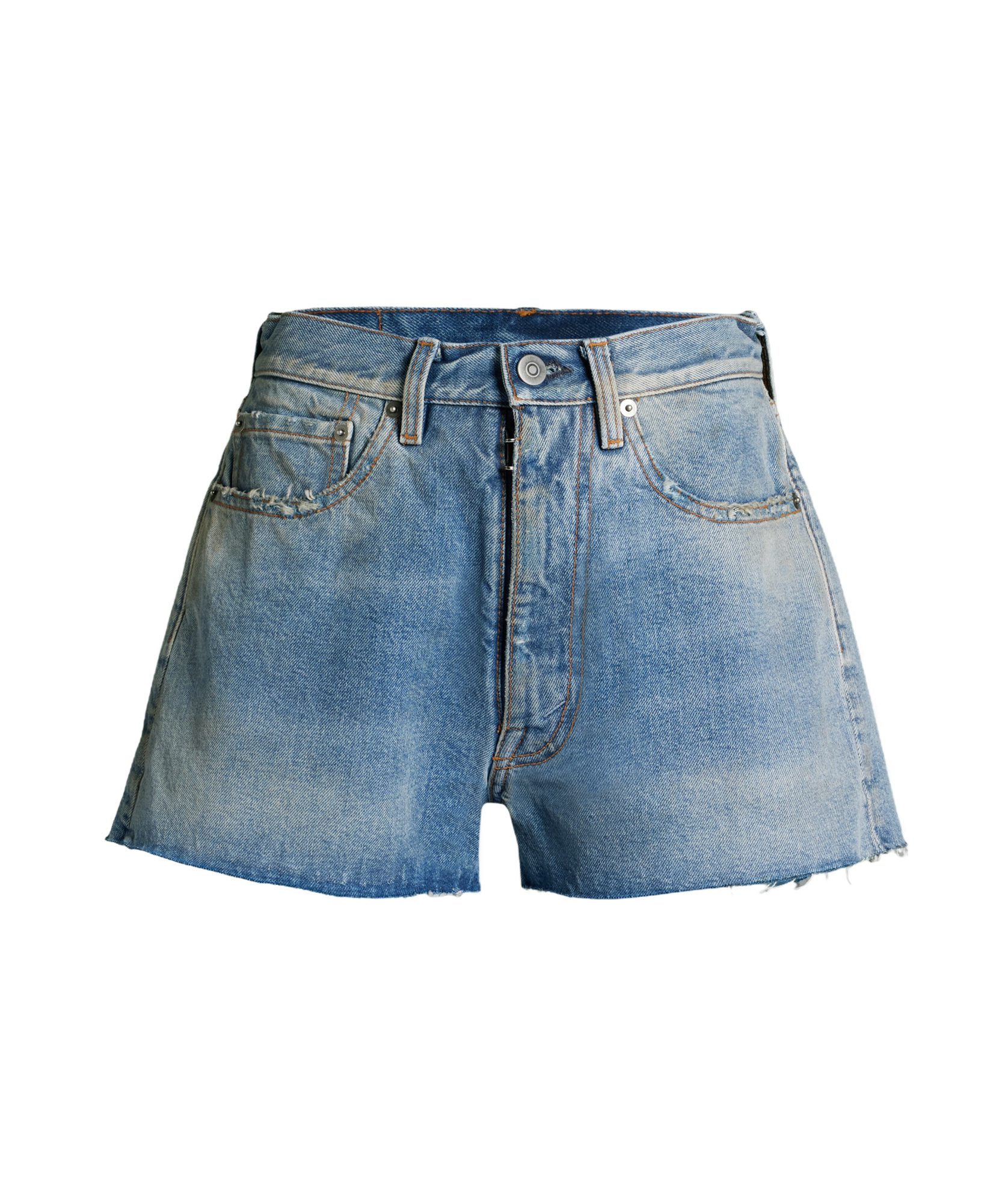 Maison Margiela Four-stitch Denim Mini Shorts In Blue
