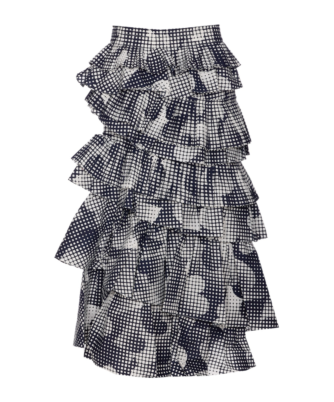 Essentiel Antwerp Tiered Ruffle Skirt With Checkered Pattern In Black