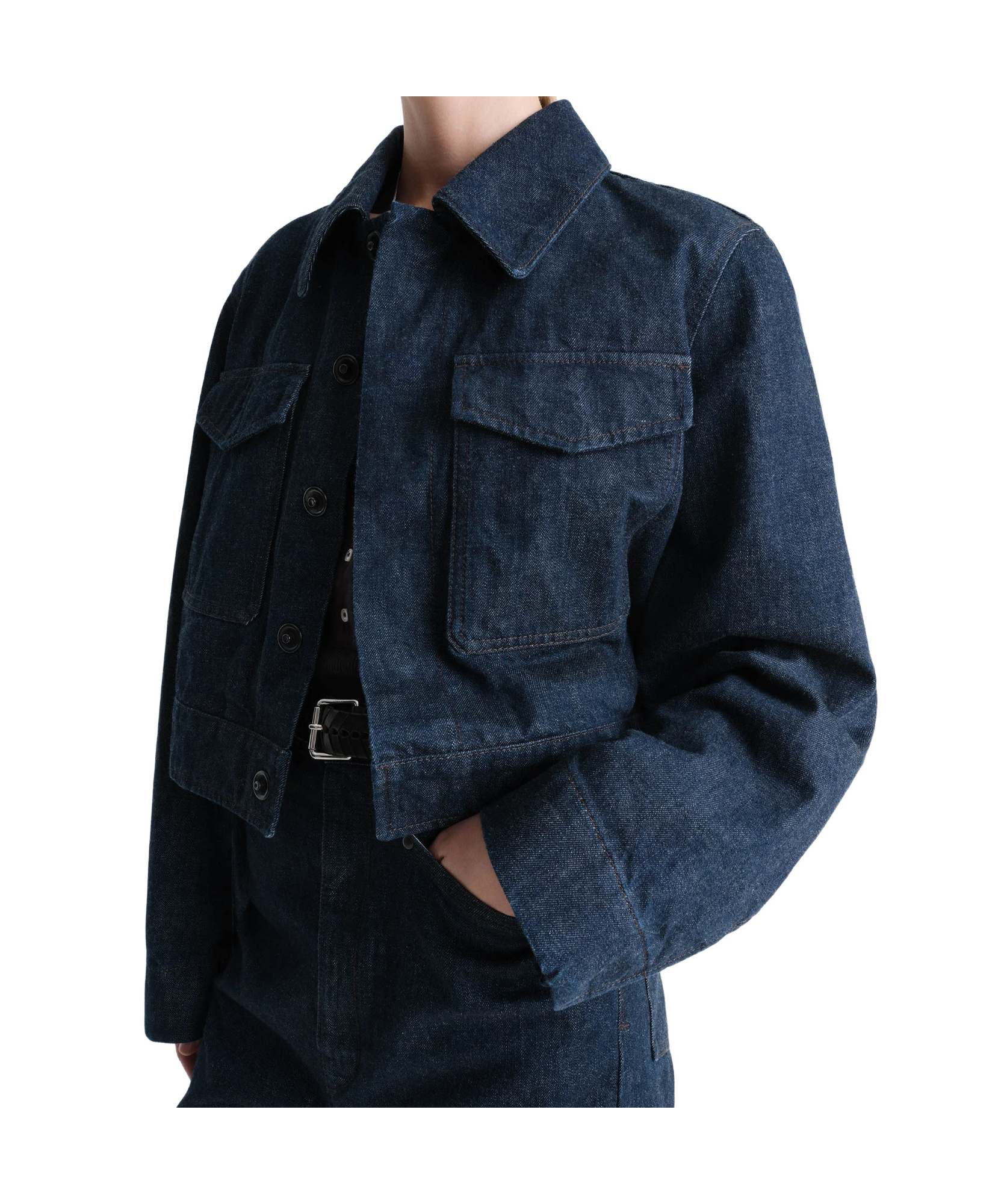 Lemaire Two Pocket Cropped Jacket In Black