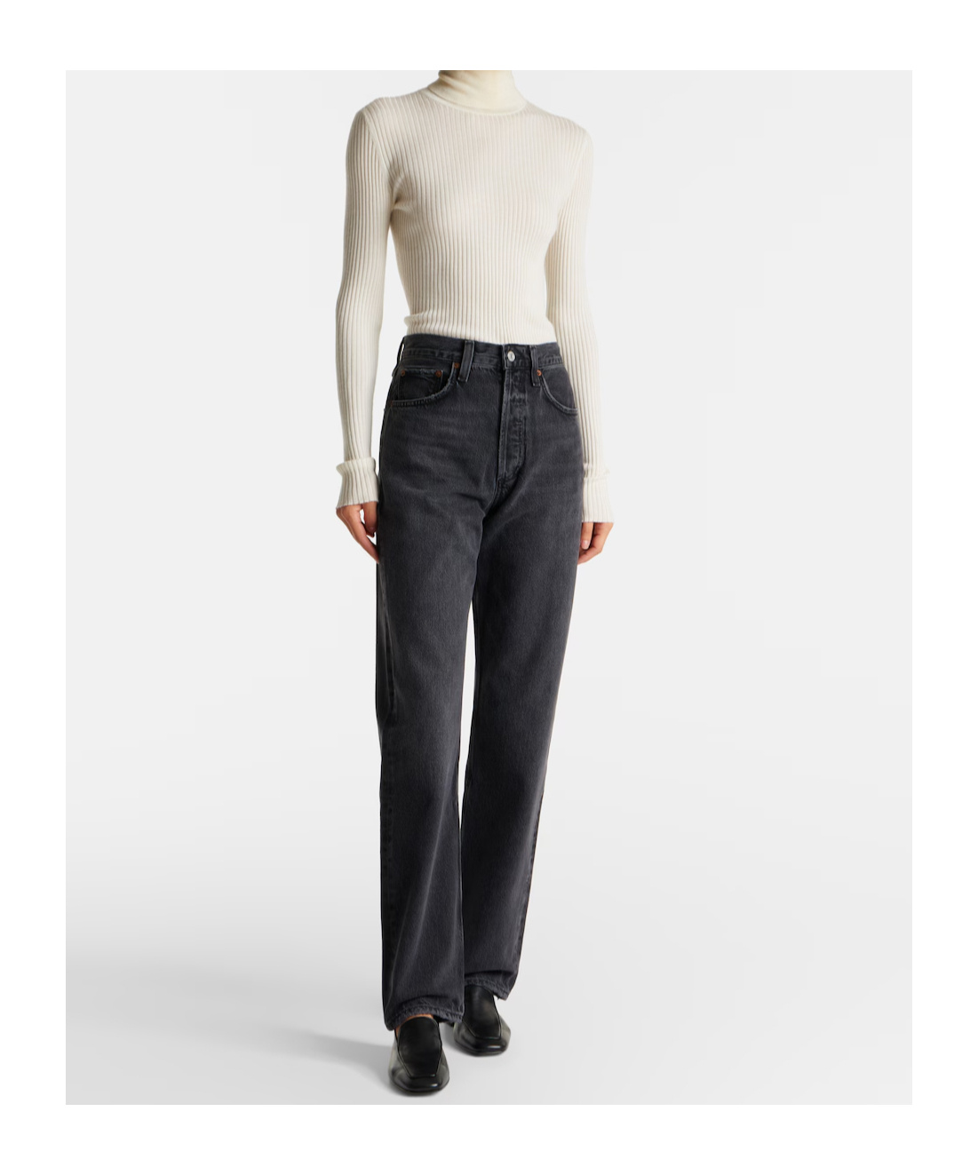 Agolde Kelly High-rise Straight-leg Denim Trousers In Black