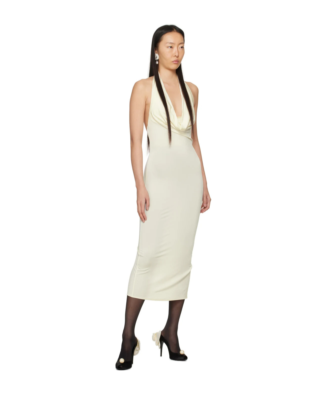 Magda Butrym Sleeveless Dress With Drooping Collar In White