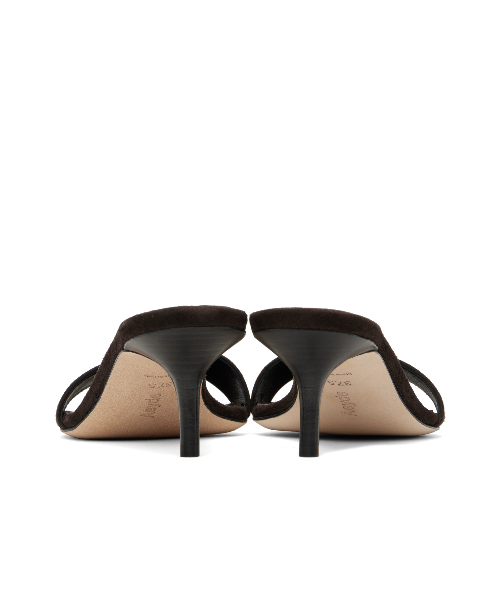 Aeyde Brown Ilvy Kid Suede Leather Mules