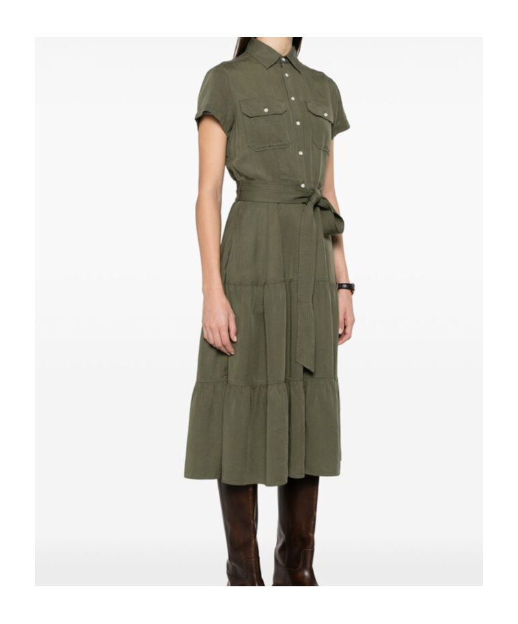 Polo Ralph Lauren Tiered Midi Dress In Green