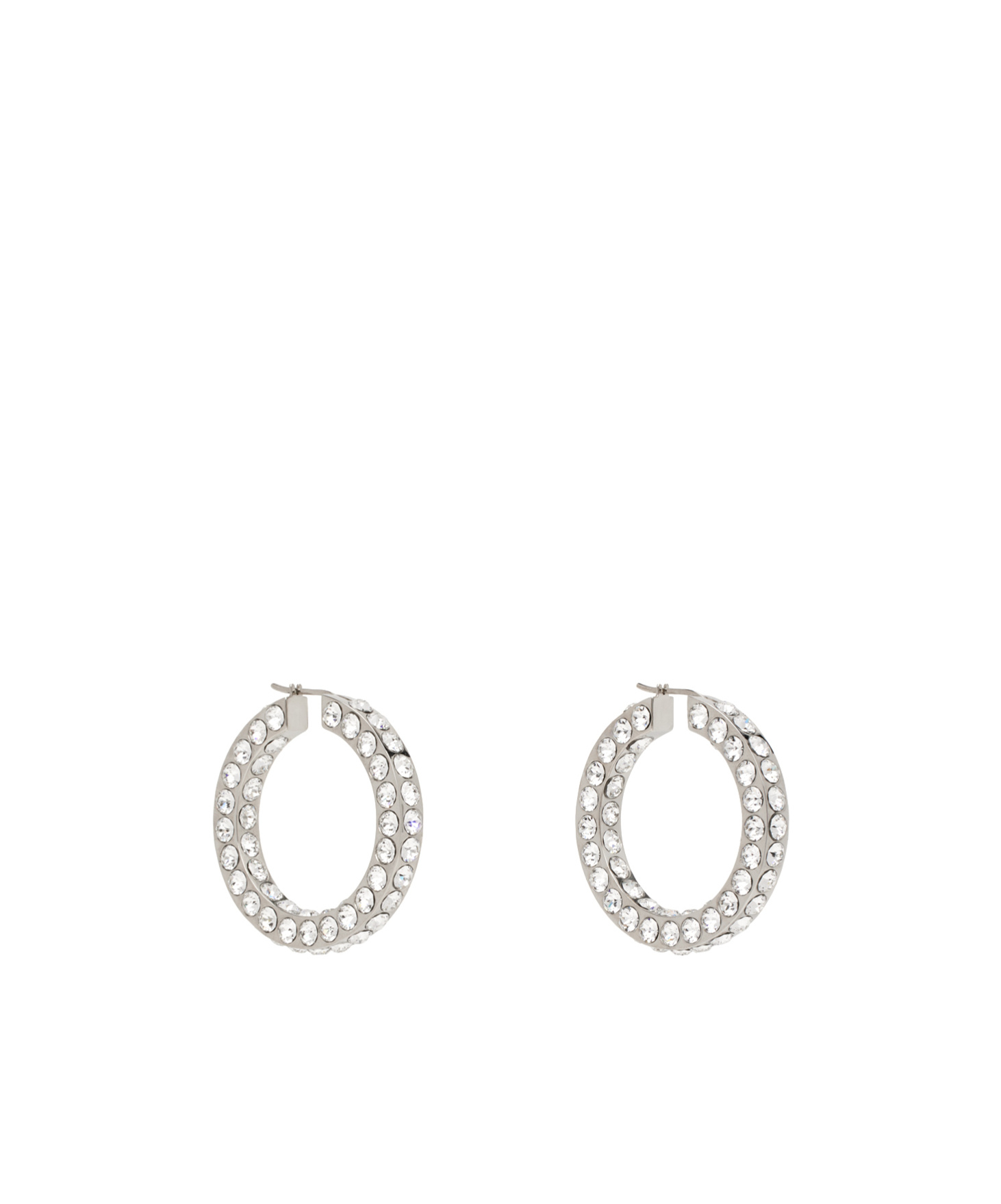 Amina Muaddi Embellished Metal Big Jaheel Earrings In White