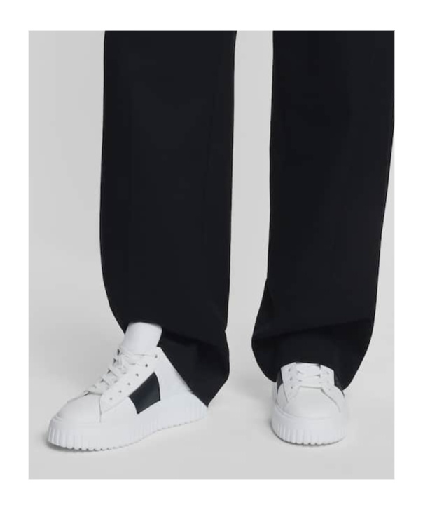 Hogan Panelled Design Calf Leather Sneakers With Chunky Sole In White