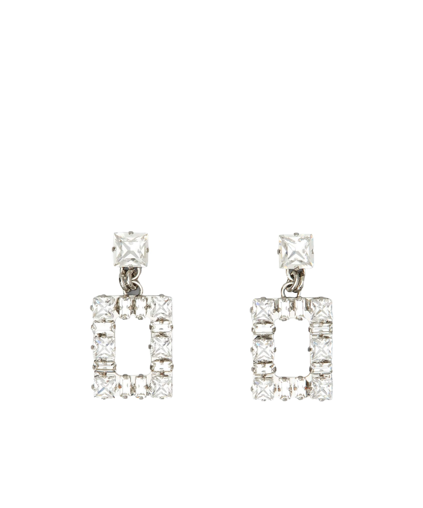 Roger Vivier Crystal Pendant Earrings In White