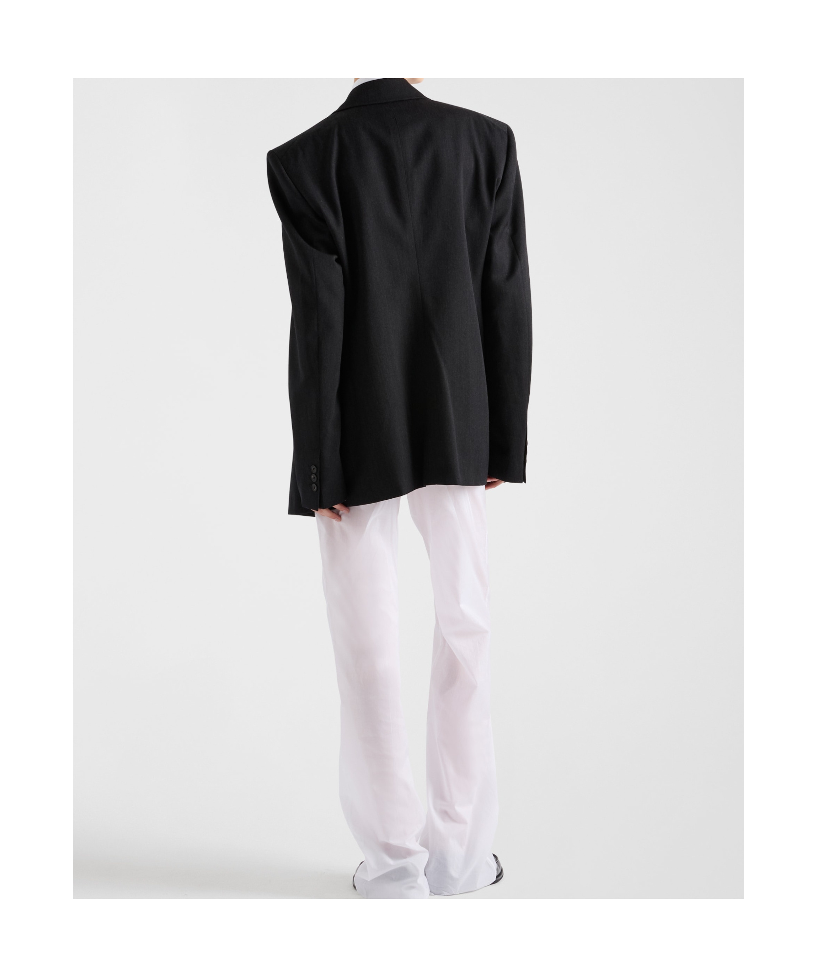 Prada Double-breasted Gabardine Jacket In Gray