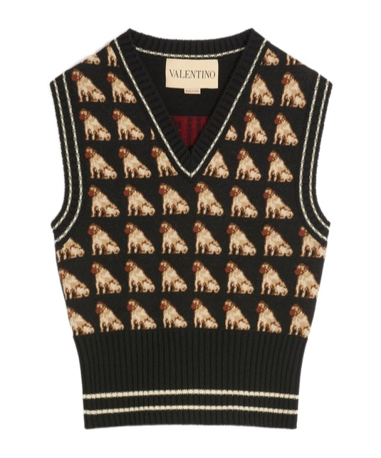 Valentino Petit Charles Jacquard Wool Gilet In Multi