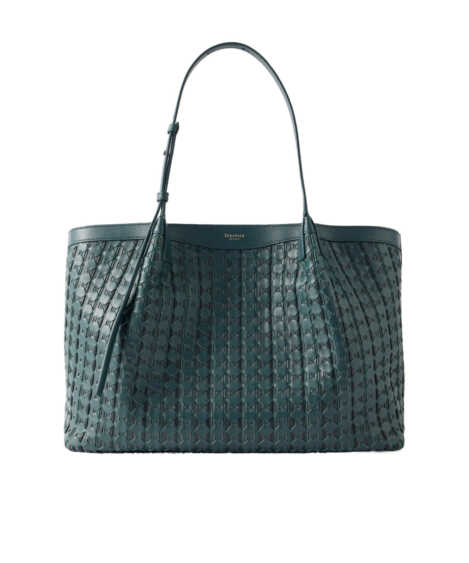 Serapian Woven Large Tote Bag In Green