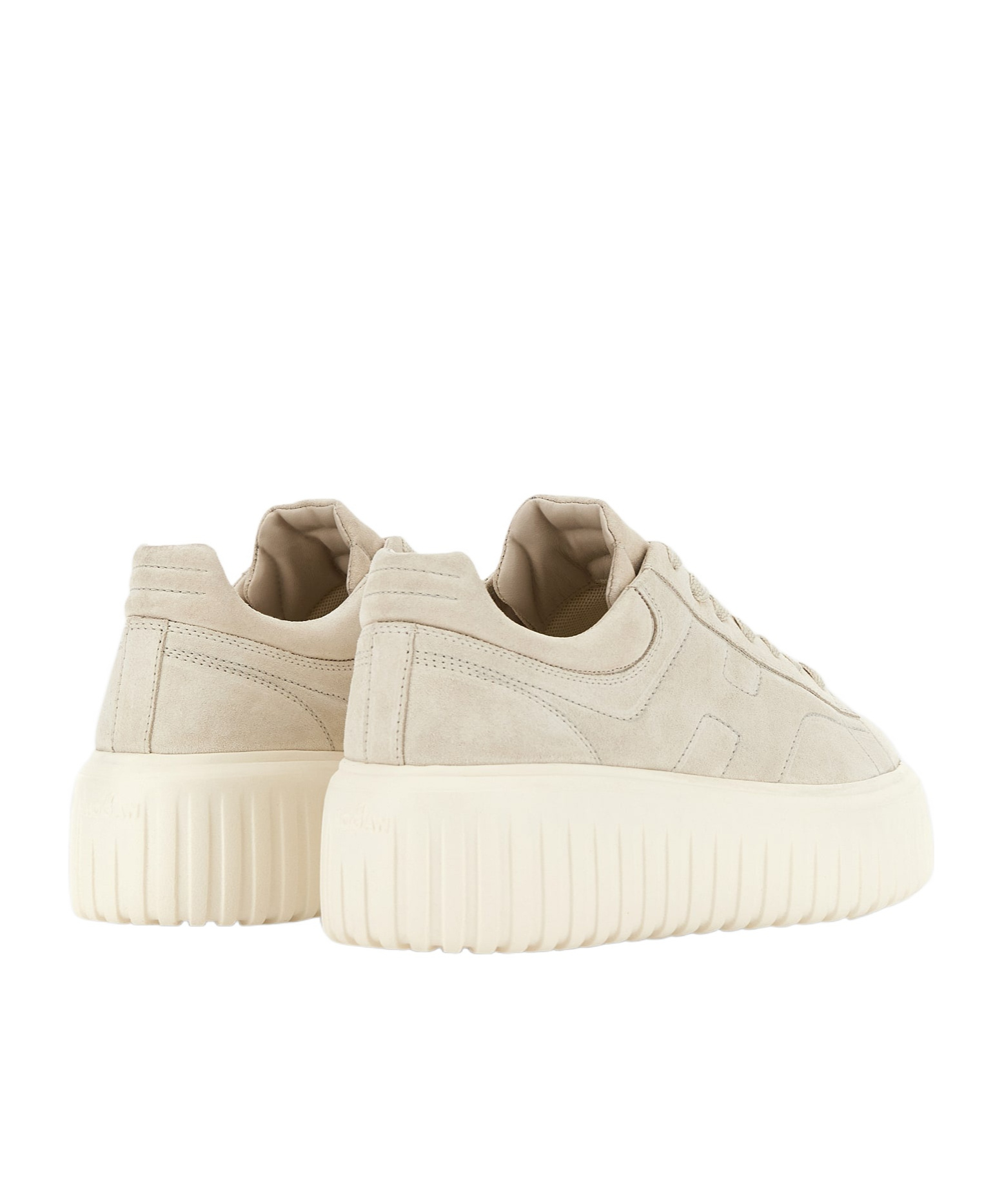 Shop Hogan H-stripes Suede Sneakers In White